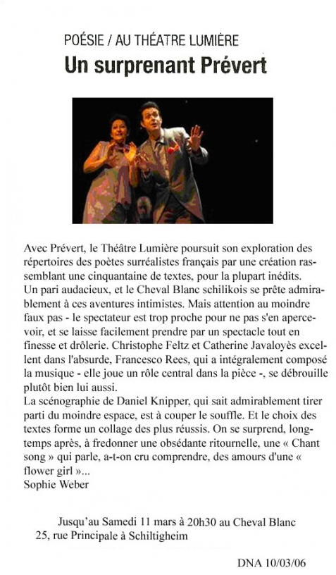 Prevert-presse-DNA-mars2006- théâtre lumière